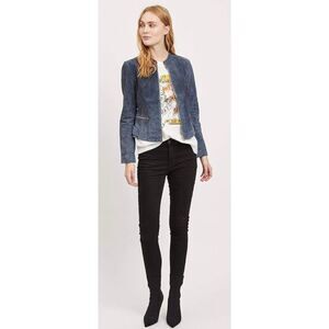 NWOT VILA Danish Designer Women's Vimiss Blue Suede Moto Jacket Size Small